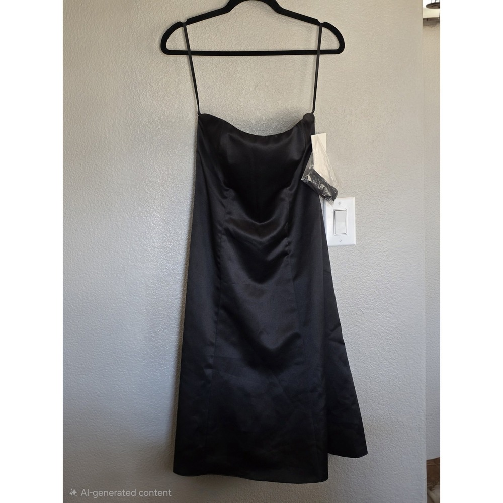 Vintage Deadstock Jim Hjelm Occasions Black Satin Slip Dress Size 10 USA Made
